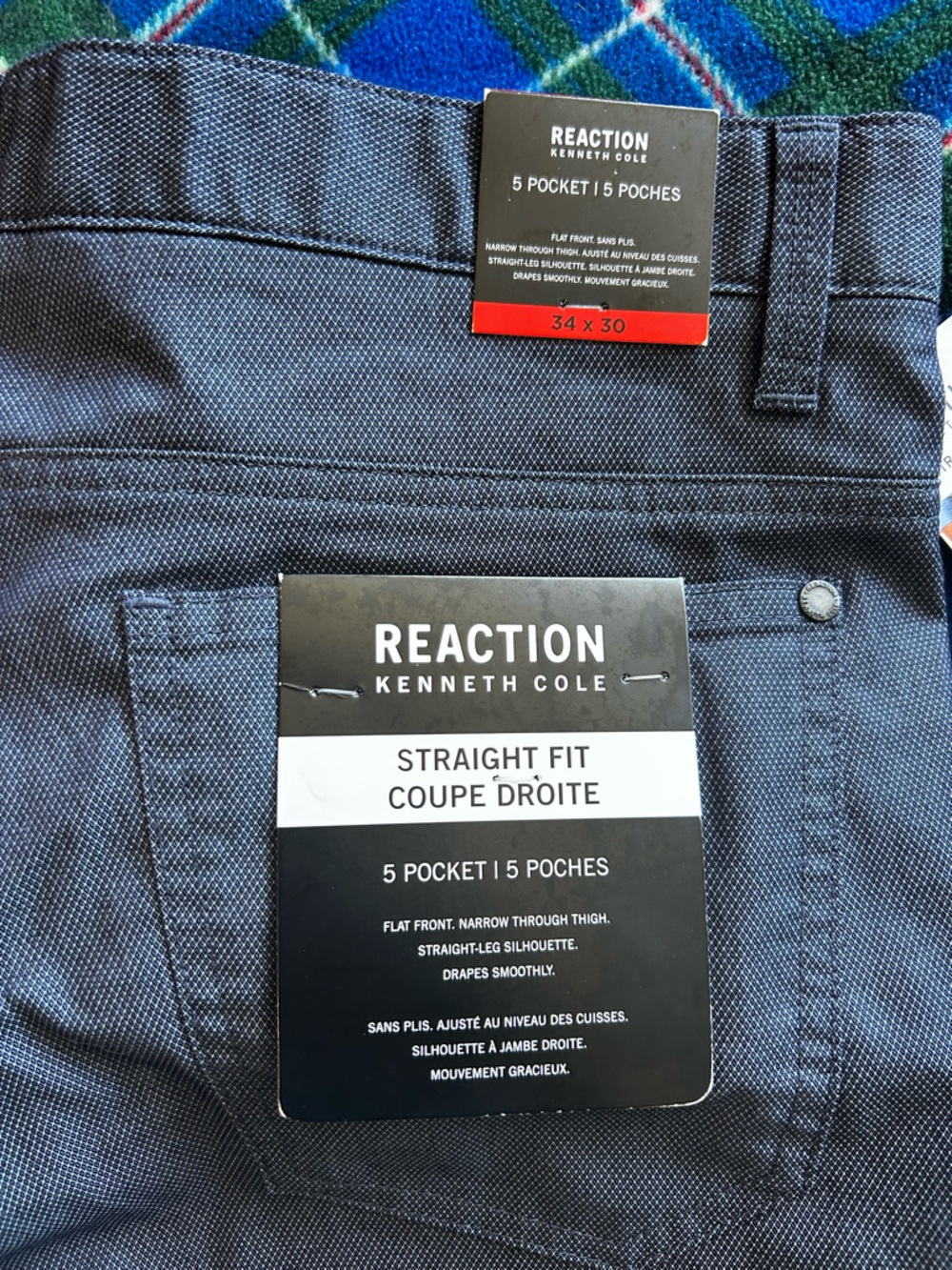 Kenneth Cole Reaction Men’s Straight Fit Navy Textured Casual pant